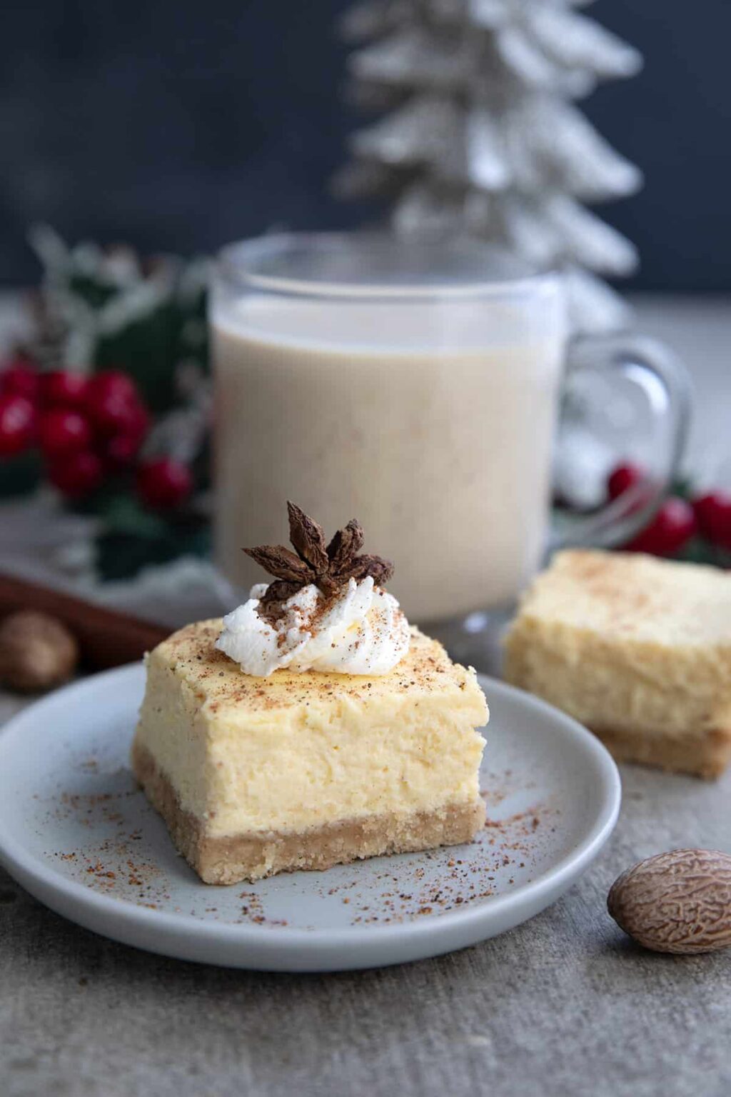 Keto Eggnog Cheesecake Bars